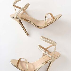 Lulu's Shimmering Gold Strappy Heels